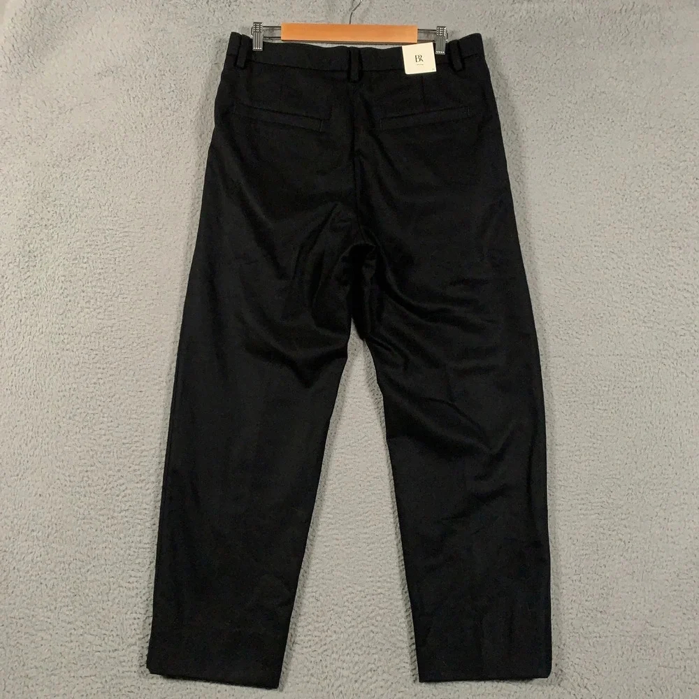 Banana Republic Wool Trouser Pant Men's 34 Black Pleated Tapered Formal Business